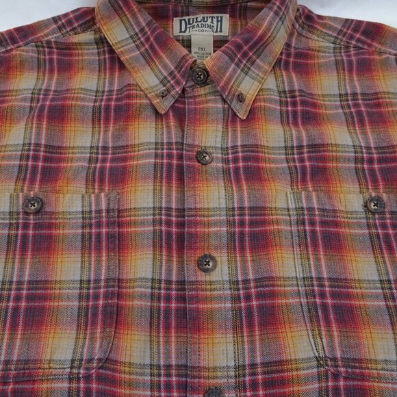 Mens Duluth Trading Flannel Shirt 2XL XXL Gusseted Free Swinging Pockets Harvest - Picture 1 of 7